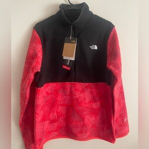 Men The North Face Polartec Sweater Fleece Half Zip Jacket Alpine Red Black New